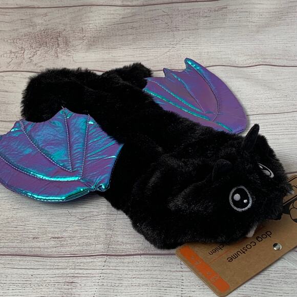 Halloween Bat Dog Costume with Iridescent Wings Hoodie Head Velcro Straps XS/S - Picture 2 of 14